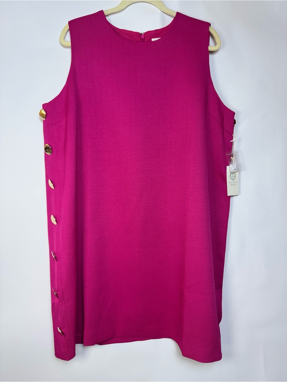 Hyacinth House Berry Pink Gold Button Side Shift Dress XXL Tuckernuck
